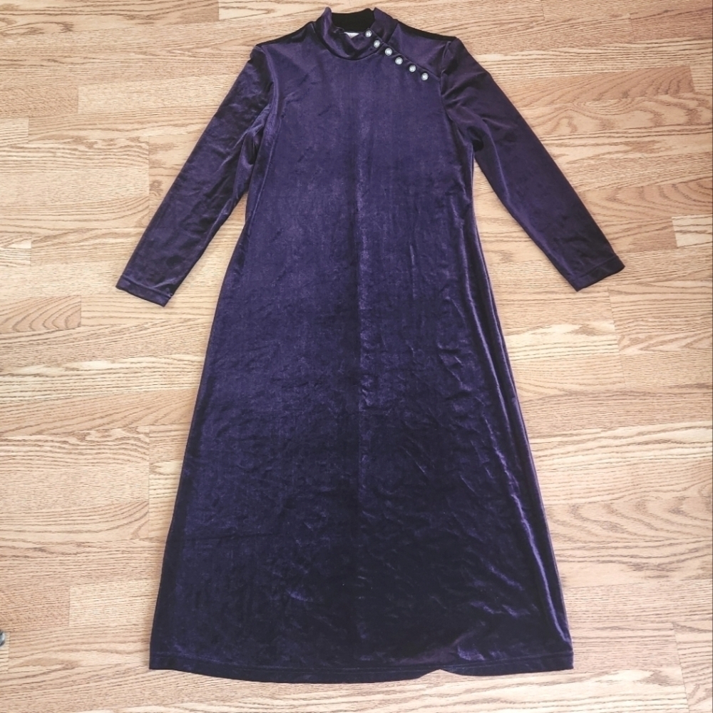 EUC Vintage Coldwater Creek Purple Velvet Dress, Size Petite Medium *HOST PICK*